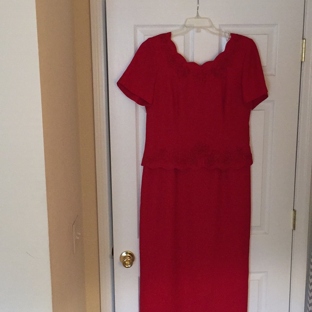 One Pc Red Karin Stevens Dress with Design Size 12